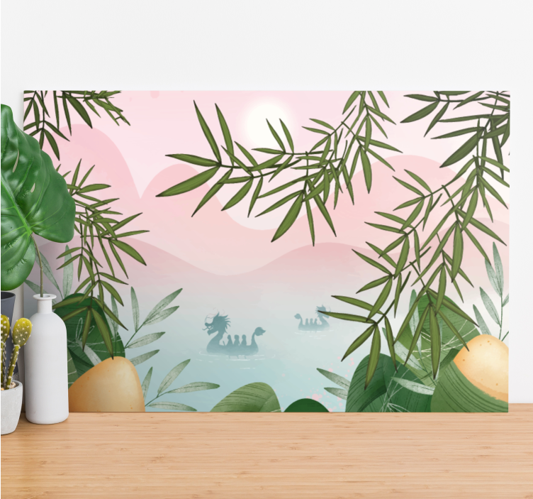 Dinosaurs lerretsbilde majestetisk innsjøvesen - Tenstickers