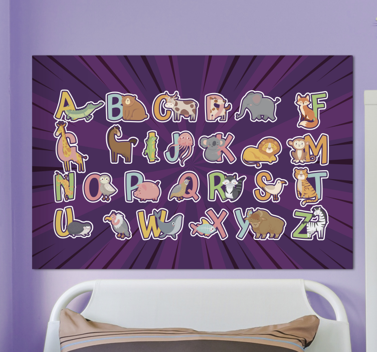 Dyr engelsk alfabet lerret for barn - Tenstickers