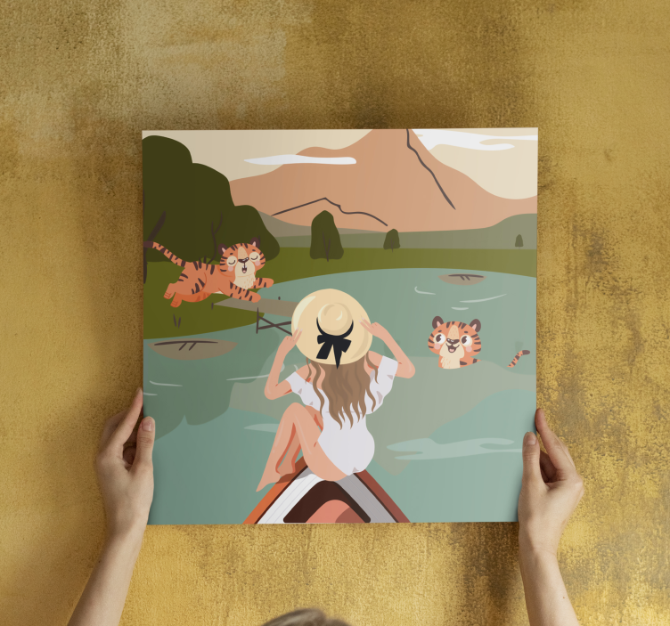 Dyr lerretsbilde tiger blant naturen - Tenstickers