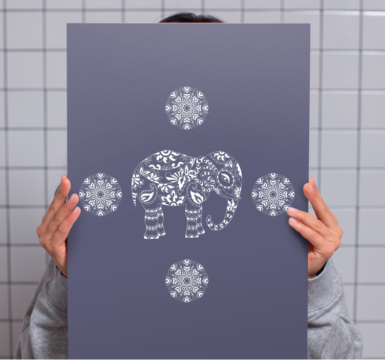 Elefant lerretsbilde med dekorativt elefantmotiv - Tenstickers