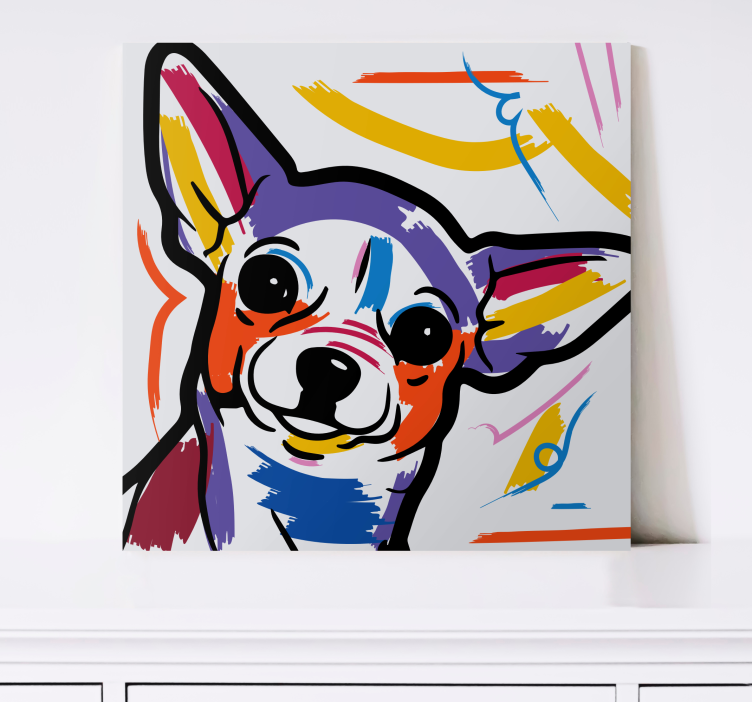 Fargerik kunstnerisk chihuahua-hund lerretsbilde moderne - Tenstickers