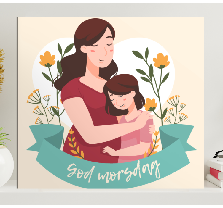 Fargerik mor og barn Lerretsbilde morsdag - Tenstickers