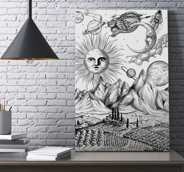 Flotte univers collage lerret kunsttrykk - Tenstickers