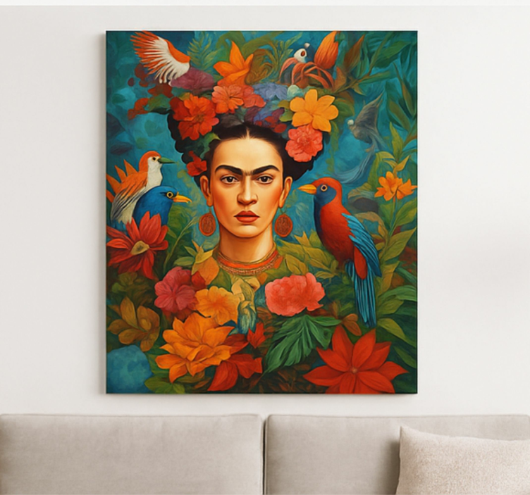 Frida kahlo eksotiske fugler kunst lerretsbilde - Tenstickers
