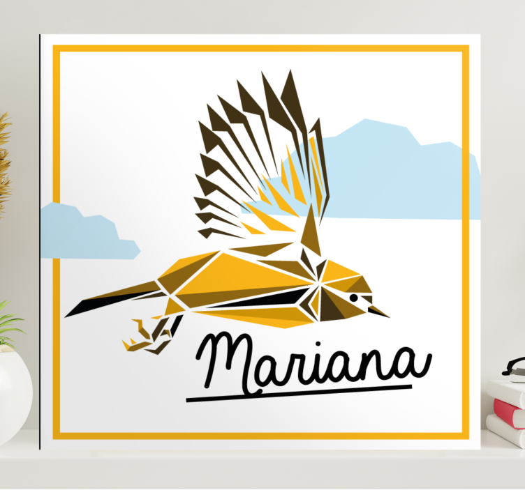 Fugle lerretsbilde med flygende gul fugl - Tenstickers