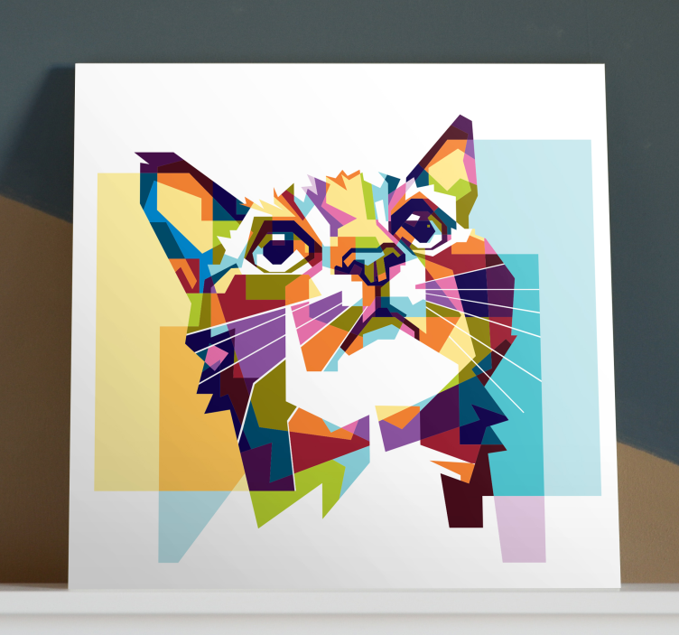 Geometrisk katt lerretstrykk - Tenstickers