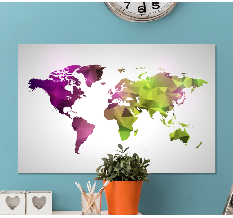 Geometrisk lerretsbilde verdenskart - Tenstickers