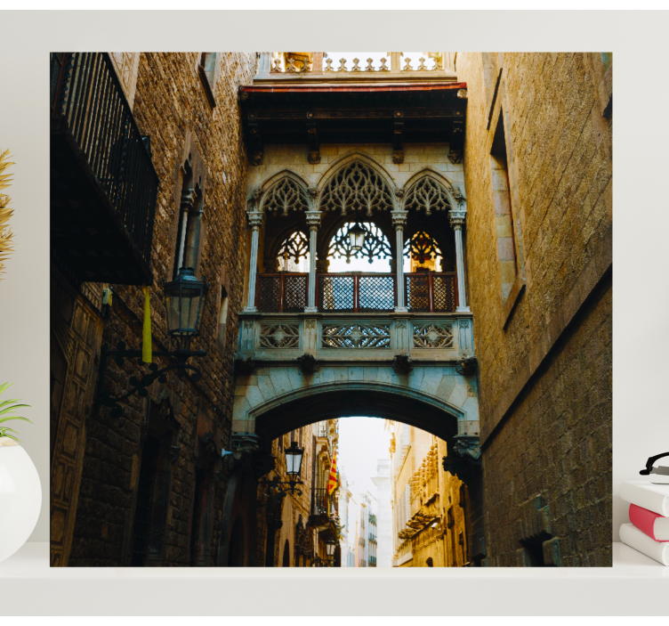 Gothic archway view byer lerretsbilde - Tenstickers
