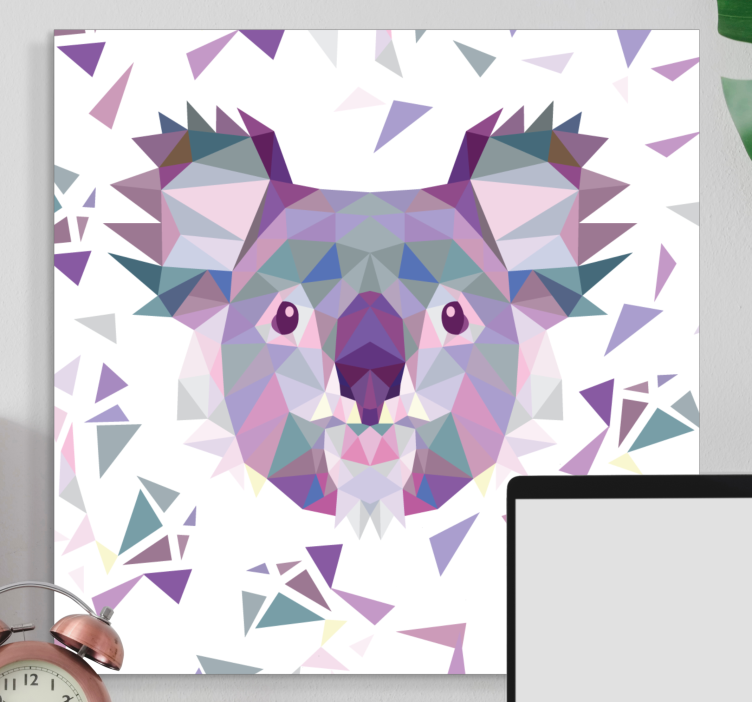 Heste lerretsbilde geometrisk koala ansikt - Tenstickers