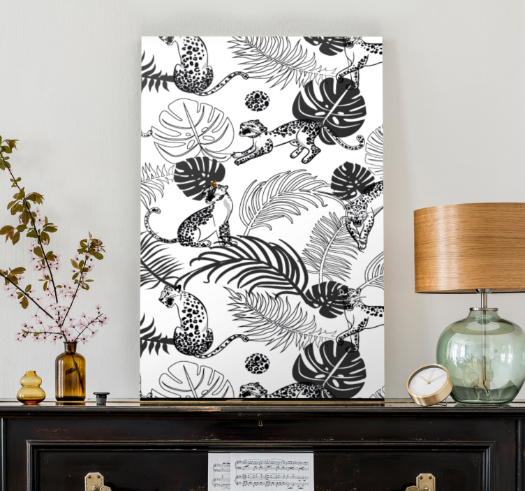 Hunde lerretsbilde med lekne junglekatter - Tenstickers