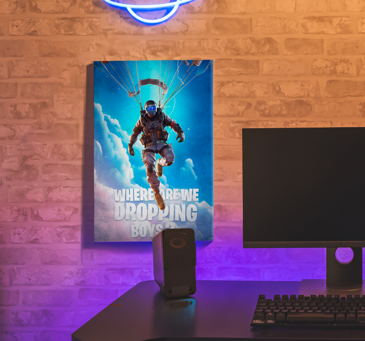 Hvor er vi å droppe? videospill lerretstrykk - Tenstickers