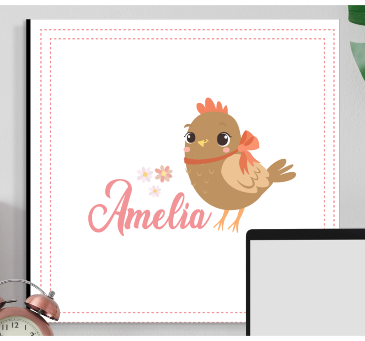 Kylling med bånd og navn lerretsbilde fugler - Tenstickers