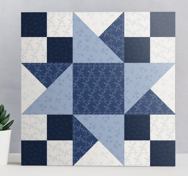 Lappeteppe blå stjerne trekant design lerretsbilde geometrisk - Tenstickers