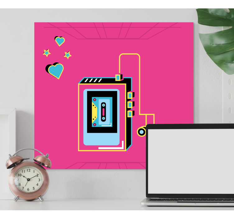 Lerretsbilde musikal retro kassettsjarm - Tenstickers