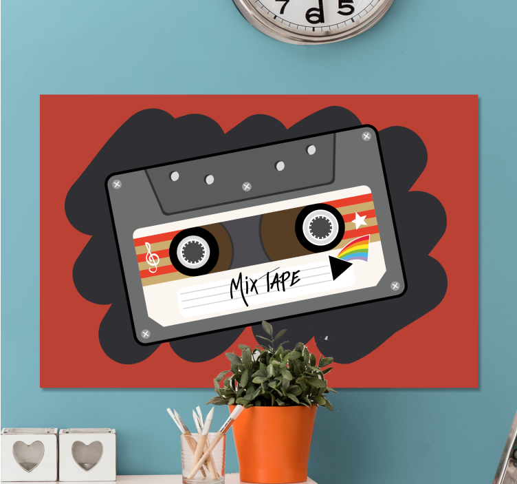 Lerretsbilde musikal retro mixtape design - Tenstickers