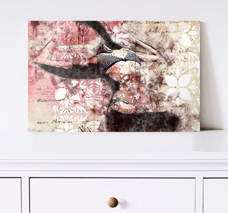 Lerretsbilde personer danser silhuett design - Tenstickers