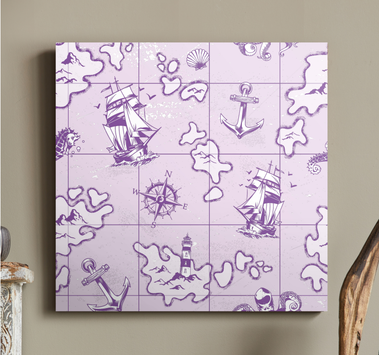 Lerretsbilde seilere med vintage nautisk kompass - Tenstickers