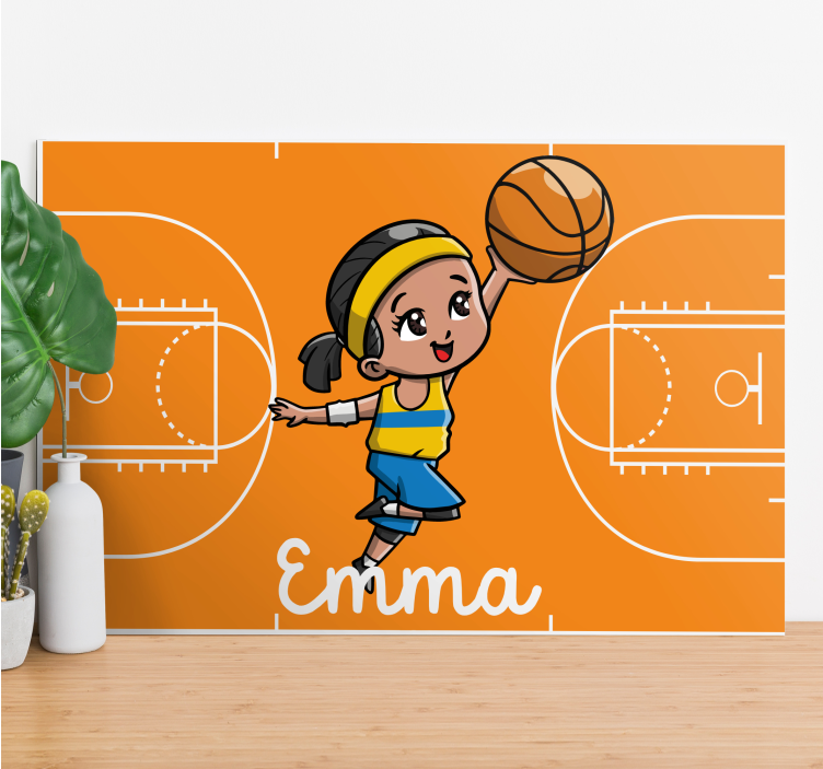 Lerretsbilde spedbarn basketballspillende jente - Tenstickers