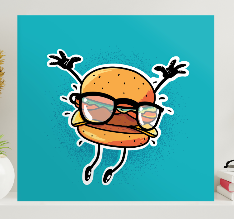Lerretsbilde tekster happy burger figur - Tenstickers