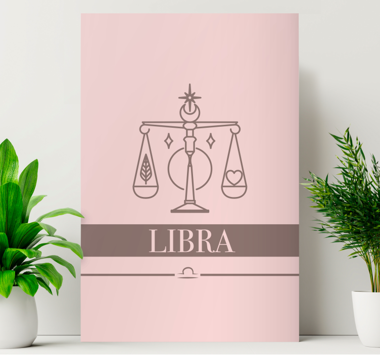Libra rosa kort stjernetegn design lerretsbilde stue - Tenstickers