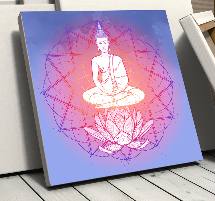 Buddha meditere mandala lerretsbilde - Tenstickers