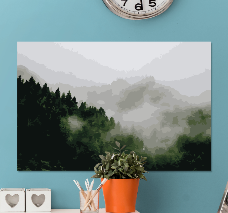 Misty mountain forest landskaps lerretsbilde - Tenstickers