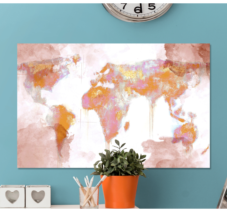 Moderne kunst sprut lerretsbilde verdenskart - Tenstickers