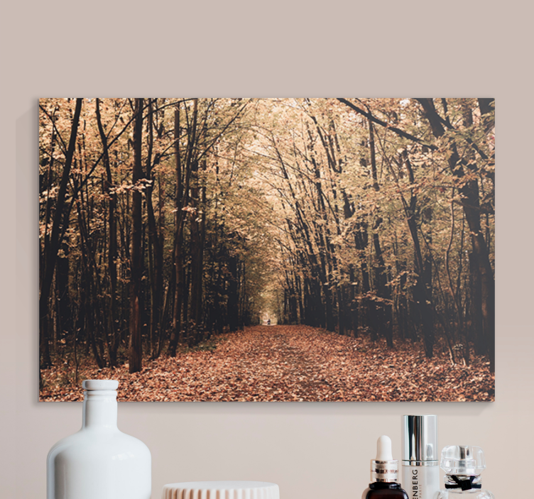 Natur vakker skog om høsten lerretsbilde trær - Tenstickers