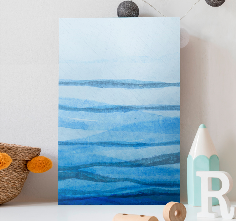 Ombre effekt stipes i blå nyanser lerretsbilde moderne - Tenstickers