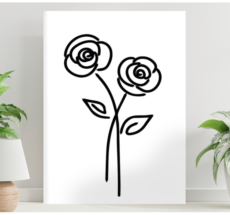 Par roser minimalistisk design lerretsbilde blomster - Tenstickers