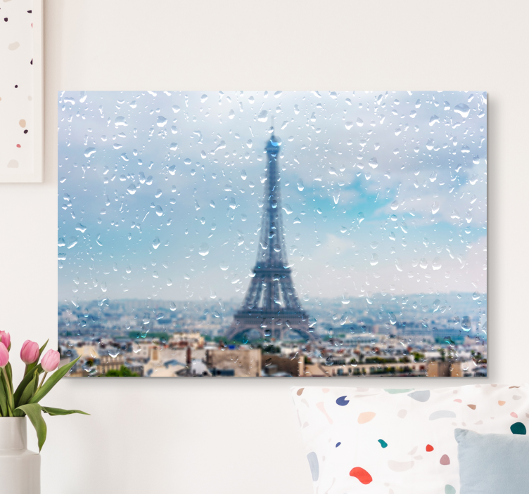 Paris by i regnbyen lerretstrykk - Tenstickers