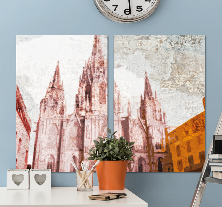 Personas katedral barcelona mennesker lerret - Tenstickers