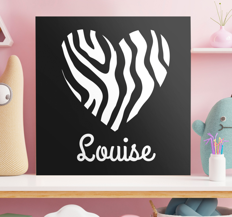 Personlig hjerte sebra lerret - Tenstickers