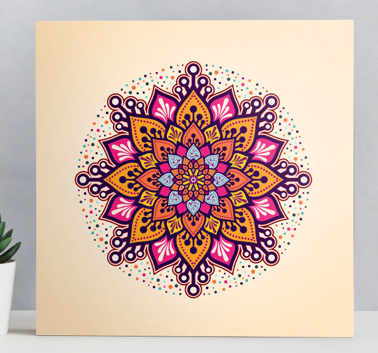 Regnbue beige mandala lerret vegg kunst - Tenstickers