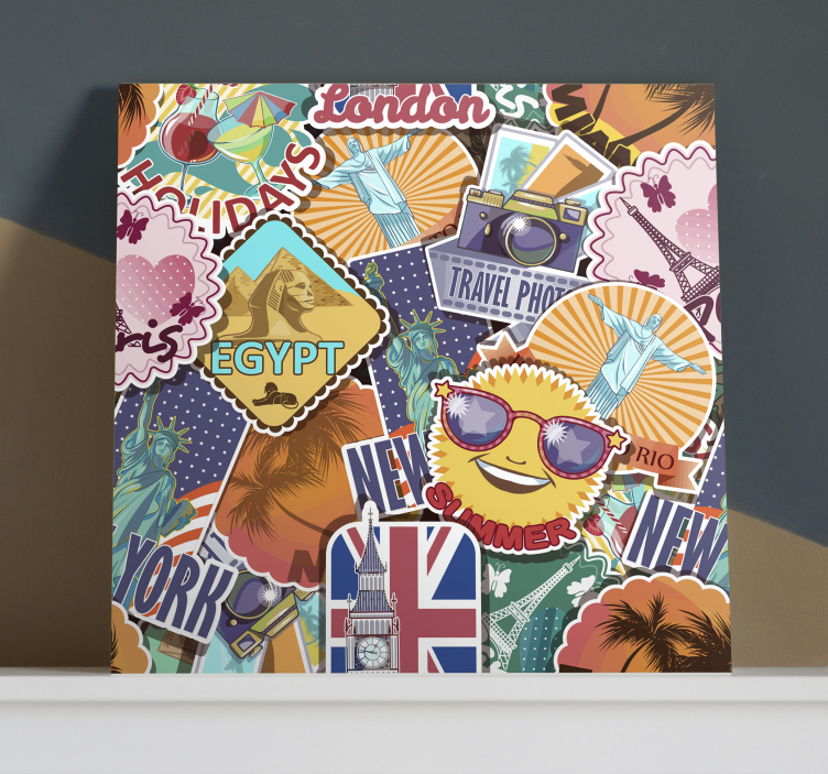Reise design canva retro lerret kunst - Tenstickers
