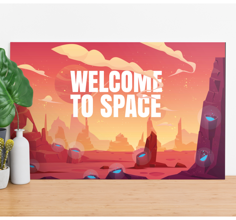 Rød og gul tegneserieplass lerretsbilde spedbarn - Tenstickers