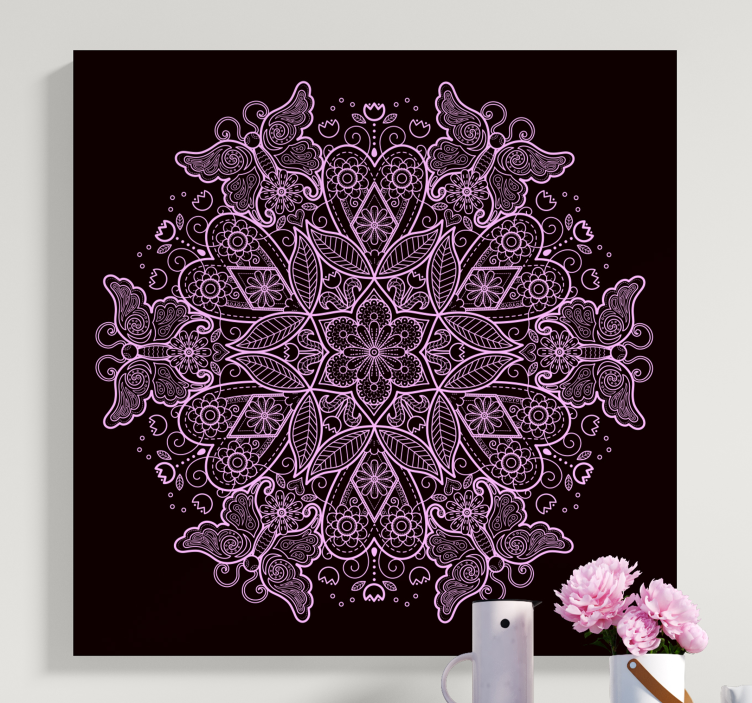 Sommerfugl mandala sommerfugl lerret vegg kunst - Tenstickers