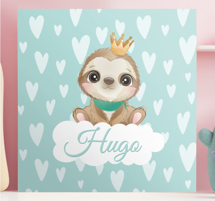 Søt dovendyr for gutt med navn lerretsbilde tilpasset - Tenstickers