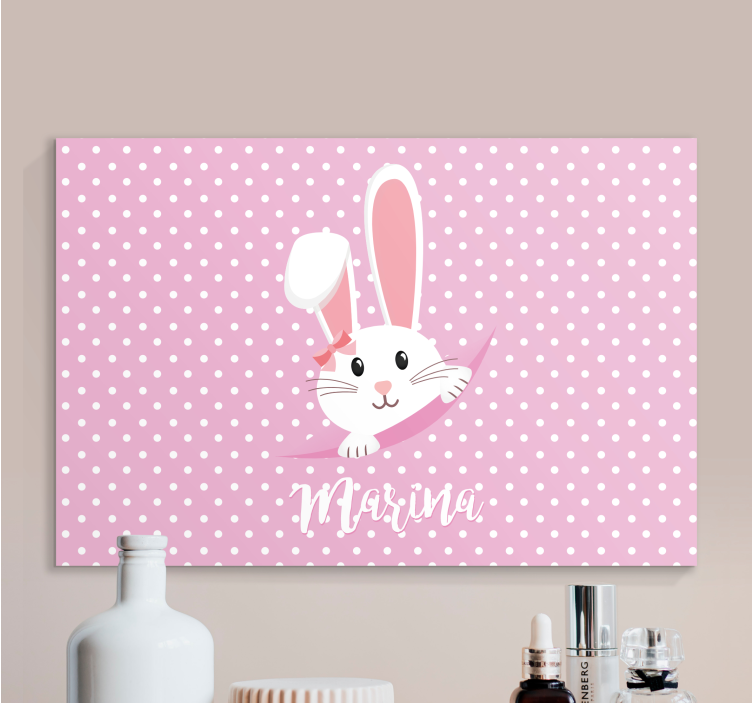 Søt kanin for jente med navn lerretsbilde tilpasset - Tenstickers
