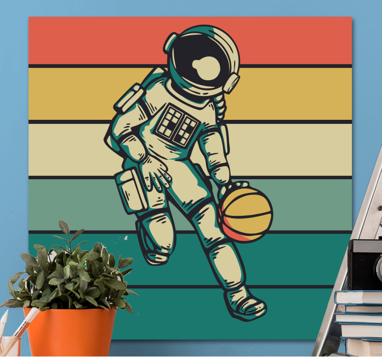 Sport lerretsbilde kosmonaut spiller basketball - Tenstickers