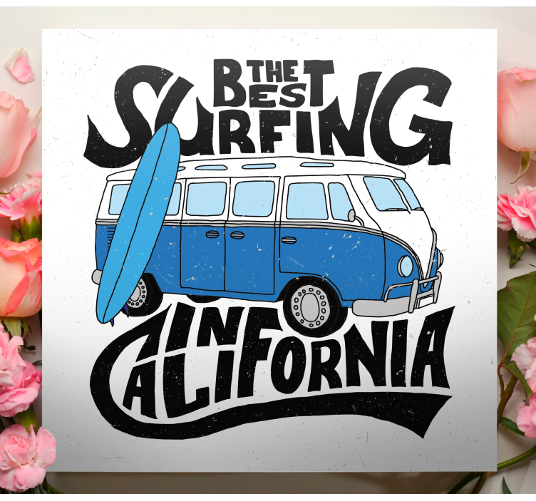 Sport lerretsbilde surfing california van - Tenstickers