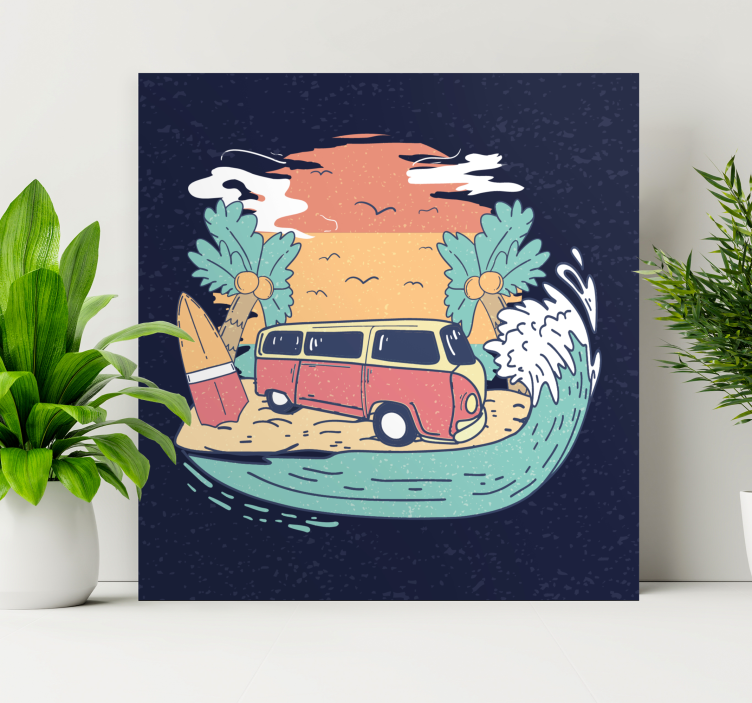 Surfing van scene byer lerretsbilde - Tenstickers