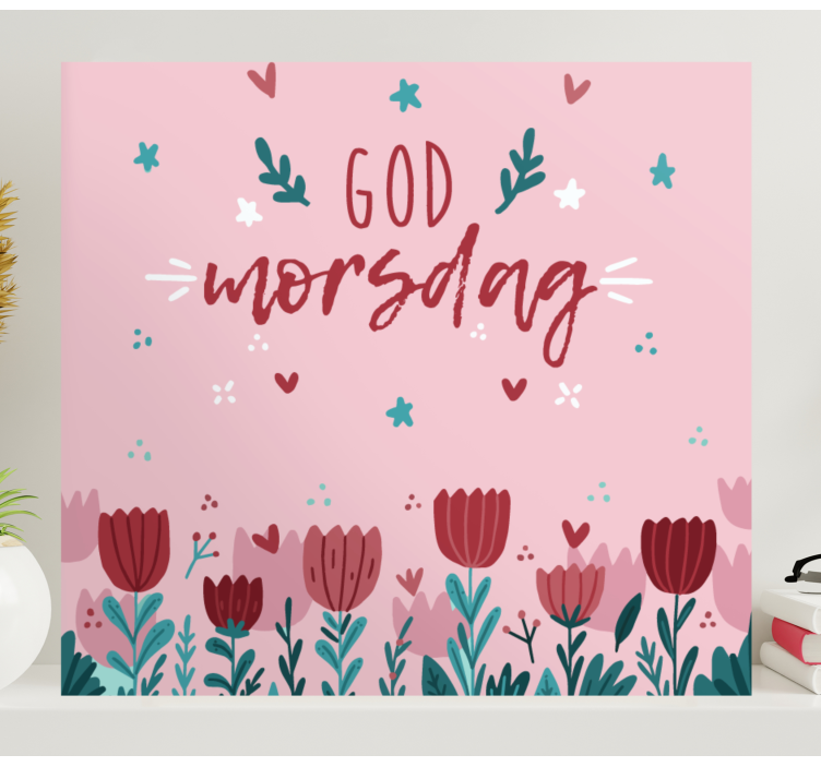 Tegneserieplanter og blomster Lerretsbilde morsdag - Tenstickers