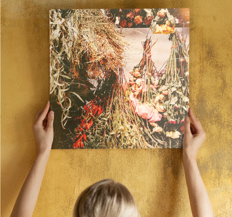 Vakre blomster som tørker cottagecore-stil lerretsbilde blomster - Tenstickers