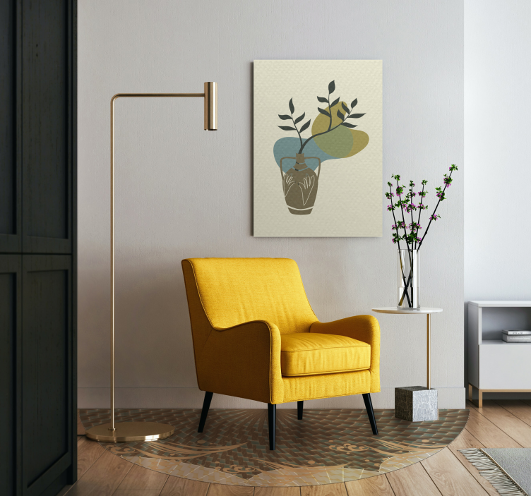 Vase med bladverk blomst lerretsbilde - Tenstickers