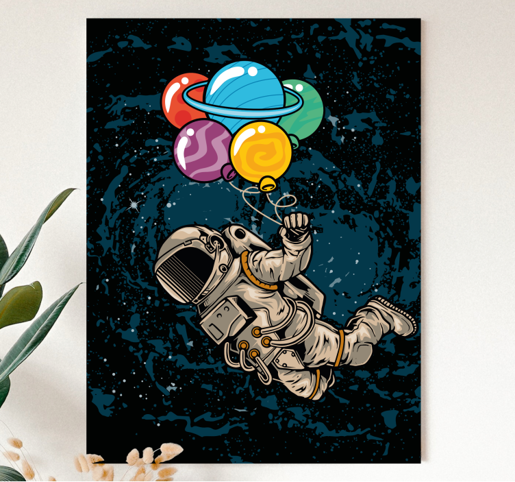 Videospill lerretstrykk astronaut med ballonger - Tenstickers