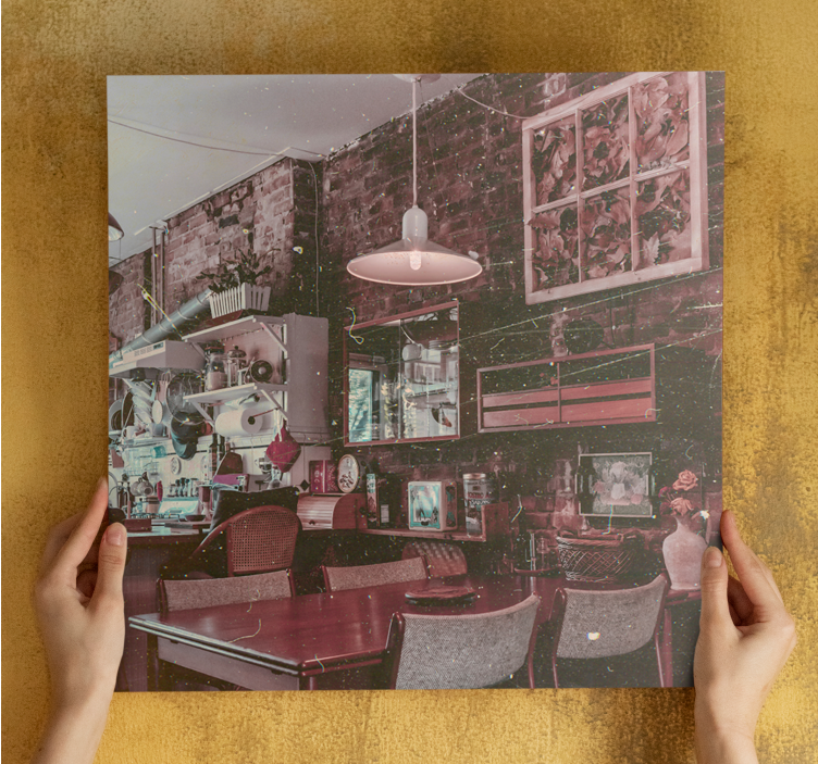 Vintage kaféscene byer lerretsbilde - Tenstickers