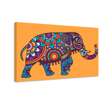 Flerfarget mandala elefanter vandre lerret kunst - Tenstickers
