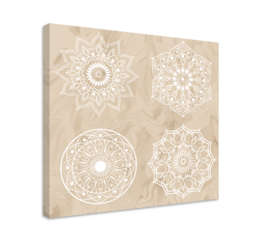 Fire beige mandala trykk vegg kunst - Tenstickers