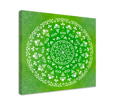 Grønn dekorativ rund mandala trykk vegg kunst - Tenstickers